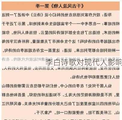 李白诗歌对现代人影响