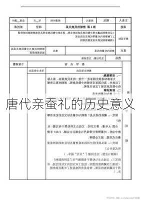 唐代亲蚕礼的历史意义