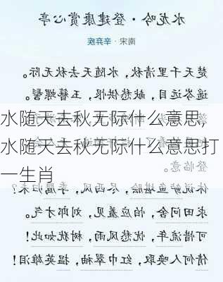 水随天去秋无际什么意思,水随天去秋无际什么意思打一生肖