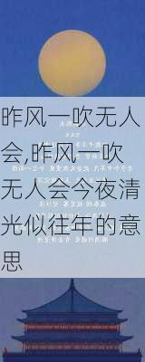 昨风一吹无人会,昨风一吹无人会今夜清光似往年的意思