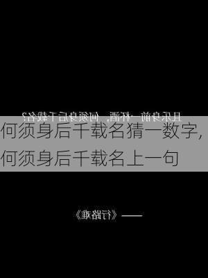 何须身后千载名猜一数字,何须身后千载名上一句