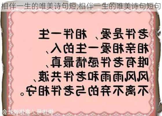 相伴一生的唯美诗句短,相伴一生的唯美诗句短句