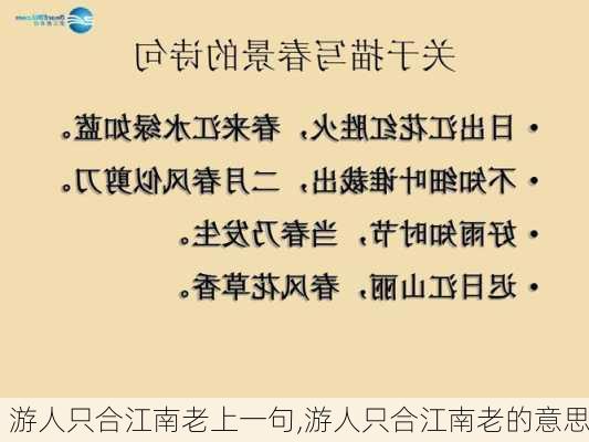 游人只合江南老上一句,游人只合江南老的意思