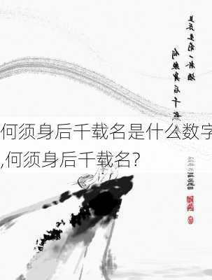 何须身后千载名是什么数字,何须身后千载名?