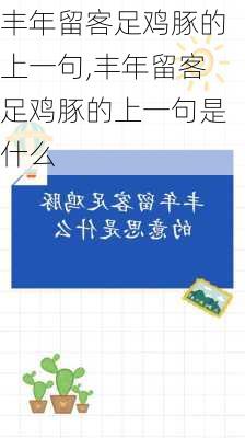 丰年留客足鸡豚的上一句,丰年留客足鸡豚的上一句是什么