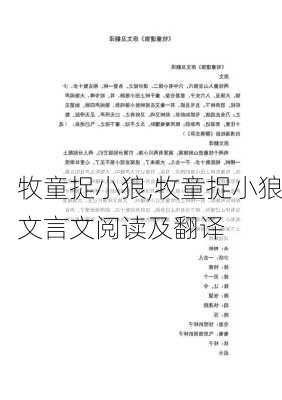 牧童捉小狼,牧童捉小狼文言文阅读及翻译