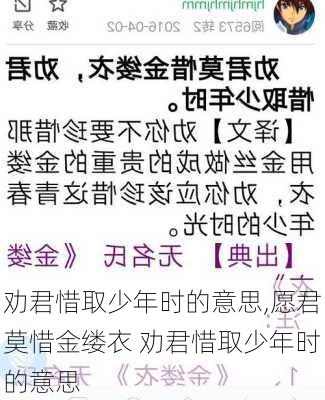 劝君惜取少年时的意思,愿君莫惜金缕衣 劝君惜取少年时的意思