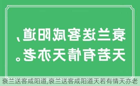 衰兰送客咸阳道,衰兰送客咸阳道天若有情天亦老