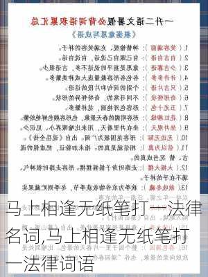 马上相逢无纸笔打一法律名词,马上相逢无纸笔打一法律词语