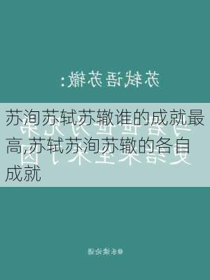 苏洵苏轼苏辙谁的成就最高,苏轼苏洵苏辙的各自成就