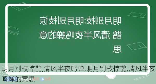 明月别枝惊鹊,清风半夜鸣蝉,明月别枝惊鹊,清风半夜鸣蝉的意思