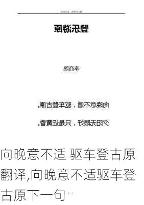 向晚意不适 驱车登古原翻译,向晚意不适驱车登古原下一句