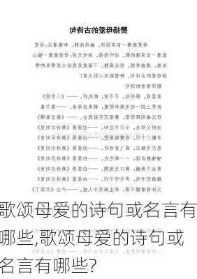 歌颂母爱的诗句或名言有哪些,歌颂母爱的诗句或名言有哪些?