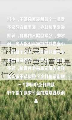 春种一粒栗下一句,春种一粒栗的意思是什么