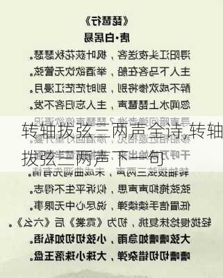 转轴拨弦三两声全诗,转轴拨弦三两声下一句