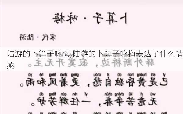 陆游的卜算子咏梅,陆游的卜算子咏梅表达了什么情感