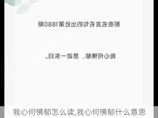 我心何怫郁怎么读,我心何怫郁什么意思