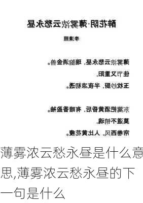 薄雾浓云愁永昼是什么意思,薄雾浓云愁永昼的下一句是什么