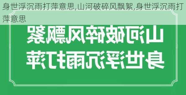 身世浮沉雨打萍意思,山河破碎风飘絮,身世浮沉雨打萍意思