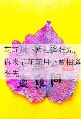 花前月下暂相逢张先,诉衷情花前月下暂相逢张先