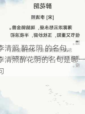 李清照 醉花阴 的名句,李清照醉花阴的名句是哪一句