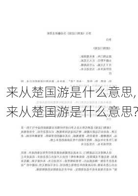 来从楚国游是什么意思,来从楚国游是什么意思?