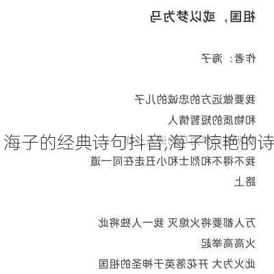 海子的经典诗句抖音,海子惊艳的诗