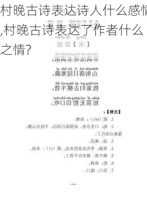 村晚古诗表达诗人什么感情,村晚古诗表达了作者什么之情?