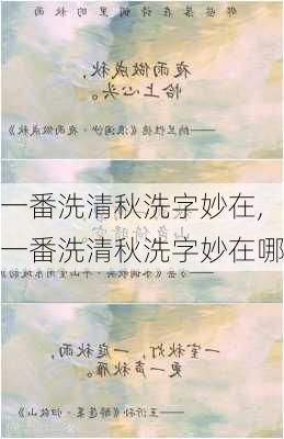 一番洗清秋洗字妙在,一番洗清秋洗字妙在哪