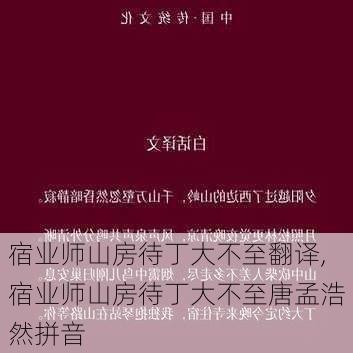 宿业师山房待丁大不至翻译,宿业师山房待丁大不至唐孟浩然拼音