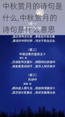 中秋赏月的诗句是什么,中秋赏月的诗句是什么意思