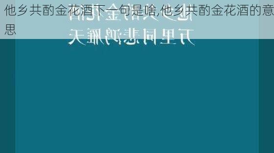 他乡共酌金花酒下一句是啥,他乡共酌金花酒的意思