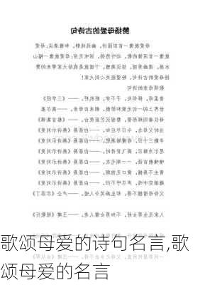 歌颂母爱的诗句名言,歌颂母爱的名言