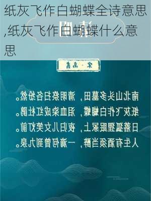 纸灰飞作白蝴蝶全诗意思,纸灰飞作白蝴蝶什么意思