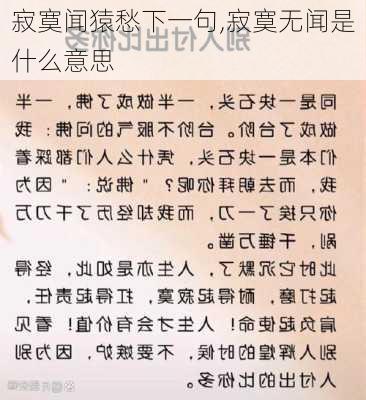 寂寞闻猿愁下一句,寂寞无闻是什么意思