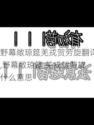 野幕敞琼筵羌戎贺劳旋翻译,野幕敞琼筵,羌戎贺劳旋什么意思